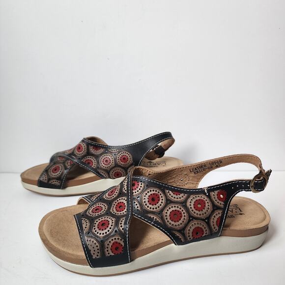 Spring Step L'Artiste Sandals Erice Womens Size 40 EU 9 US Black Red Cutout - Picture 3 of 11